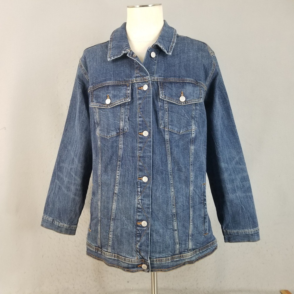 Old Navy Denim Jacket Womens 4X Blue Classic Dark Authentic 410465-00 Stretch